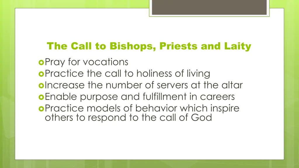 the call to bishops priests and laity pray