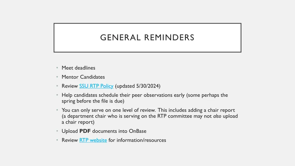 general reminders
