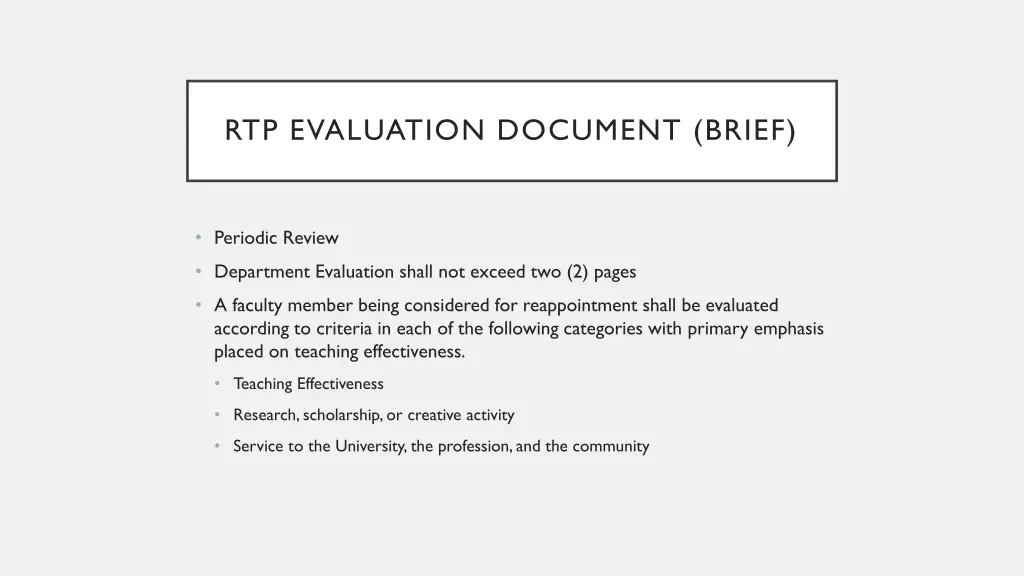 rtp evaluation document brief