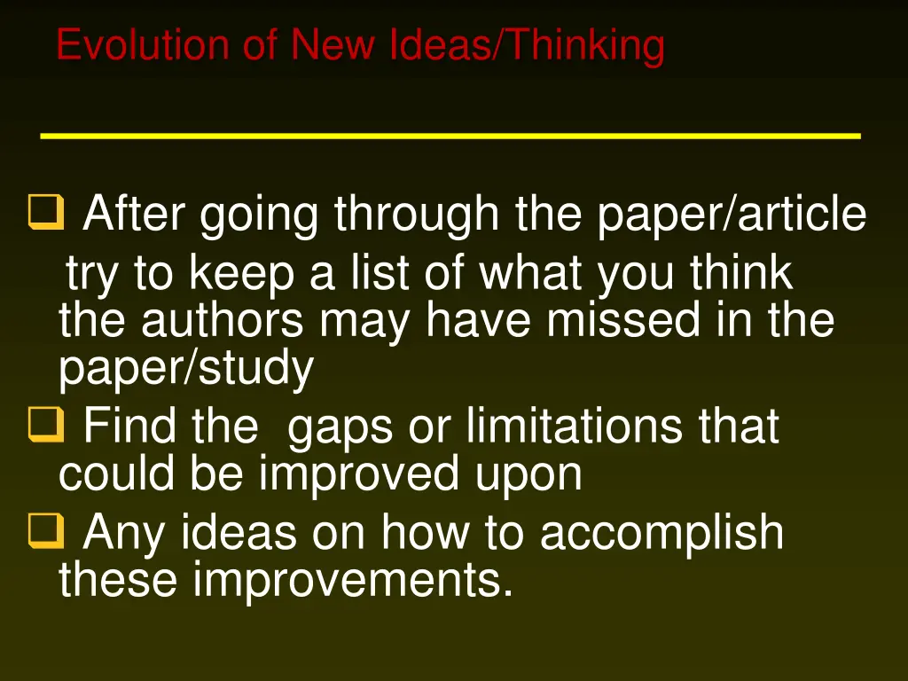 evolution of new ideas thinking