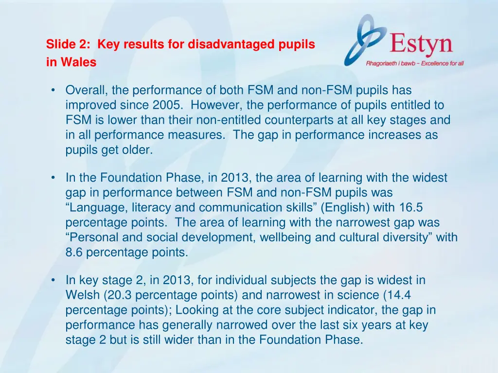 slide 2 key results for disadvantaged pupils