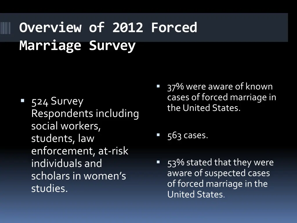 overview of 2012 forced marriage survey