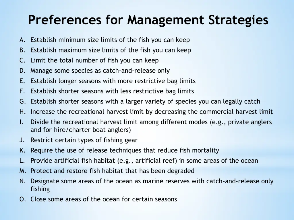 preferences for management strategies