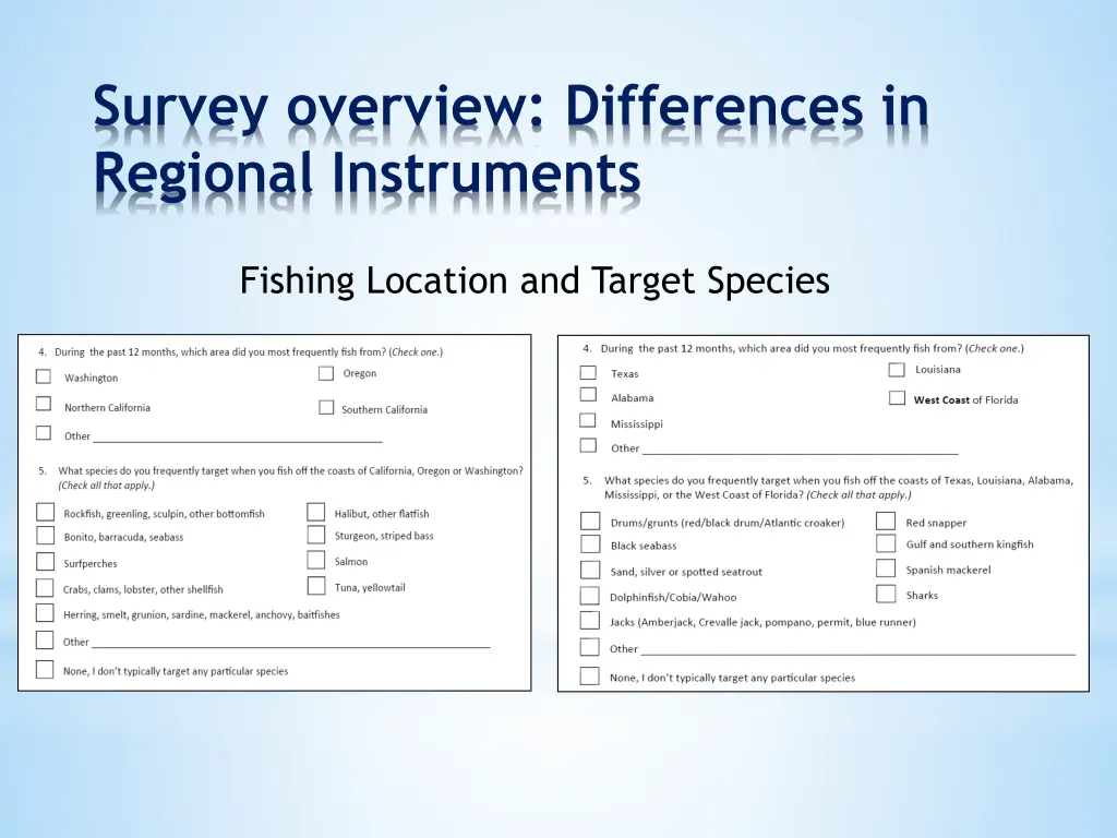 survey overview differences in regional