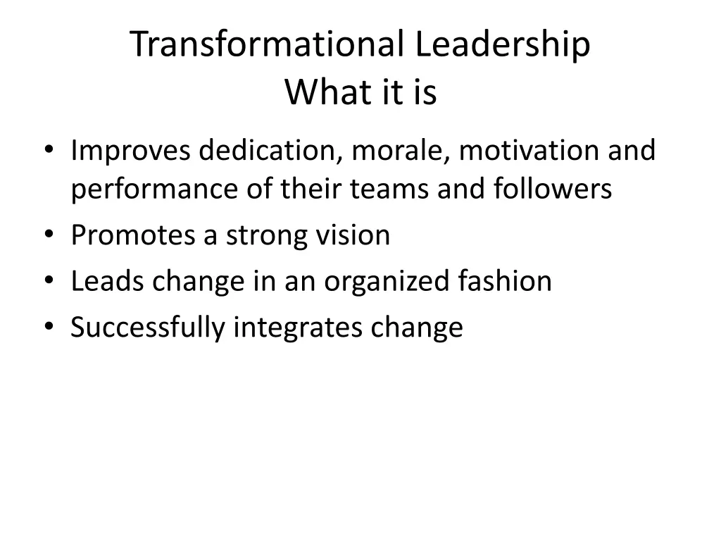 transformational leadership what it is