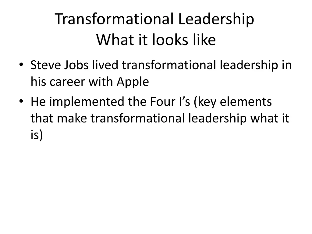 transformational leadership what it looks like