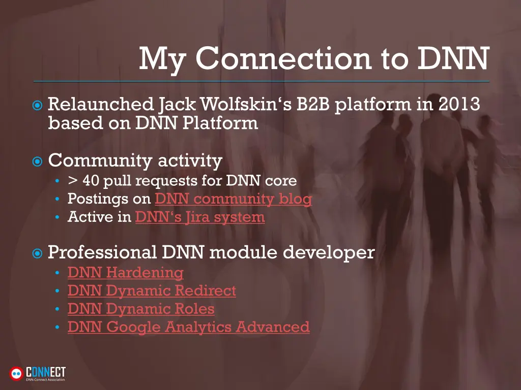 my connection to dnn