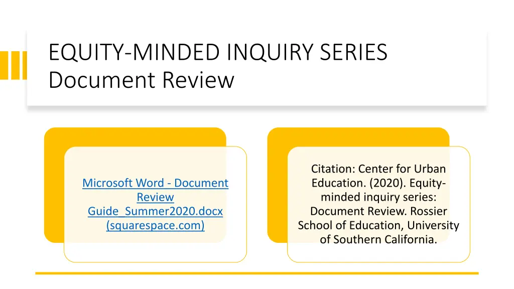 equity minded inquiry series document review
