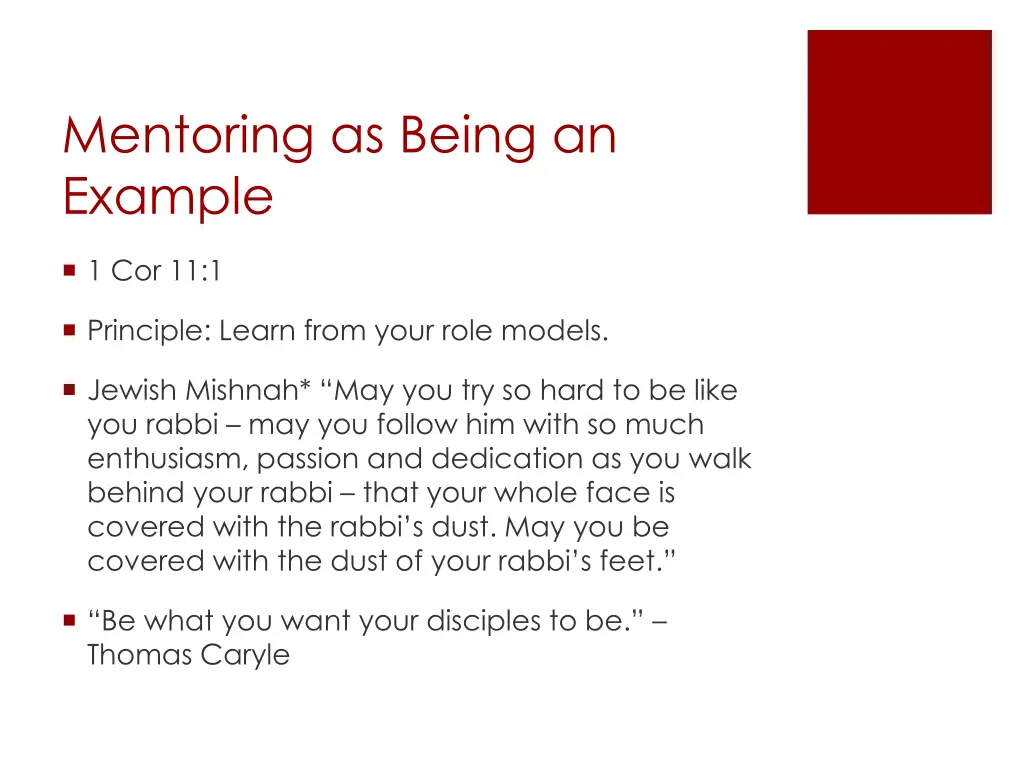 mentoring as being an example