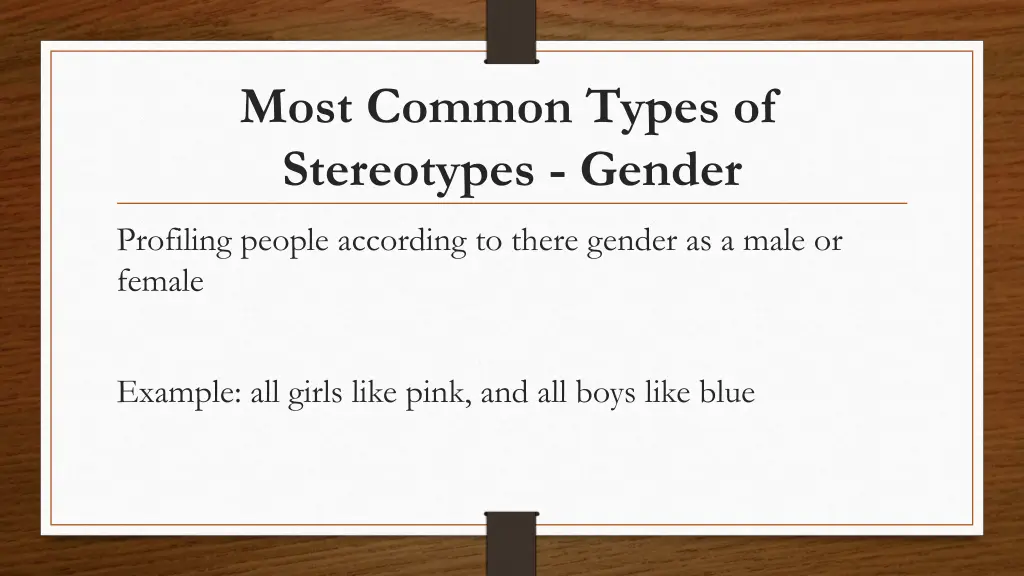 most common types of stereotypes gender