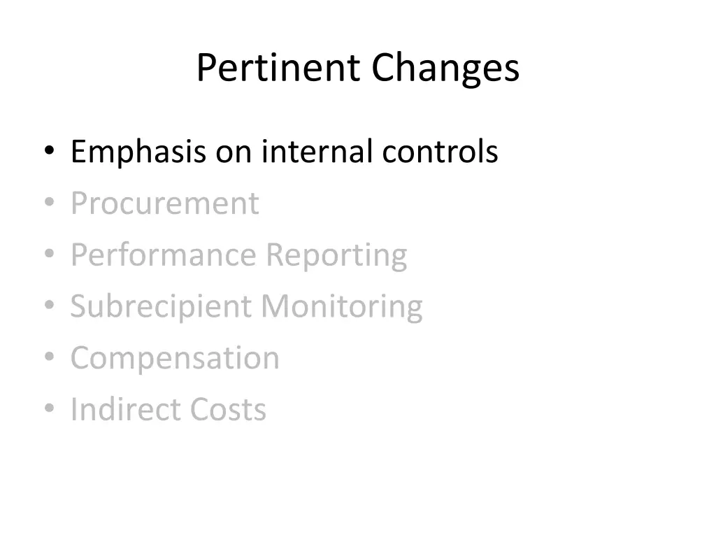 pertinent changes
