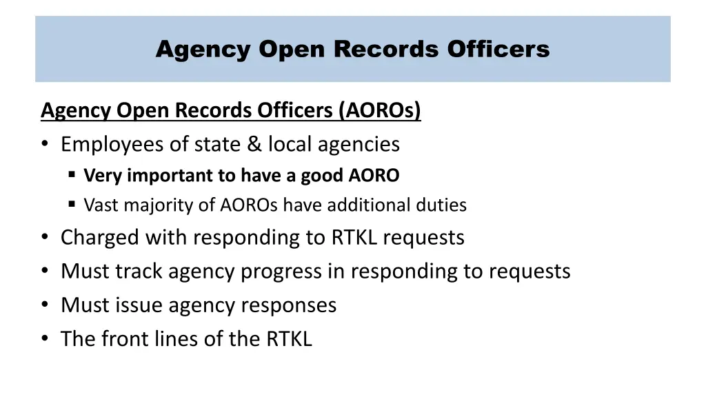 agency open records officers