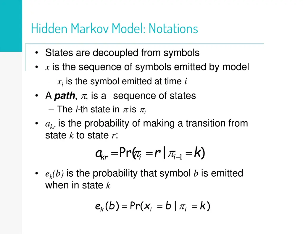 hidden markov model notations