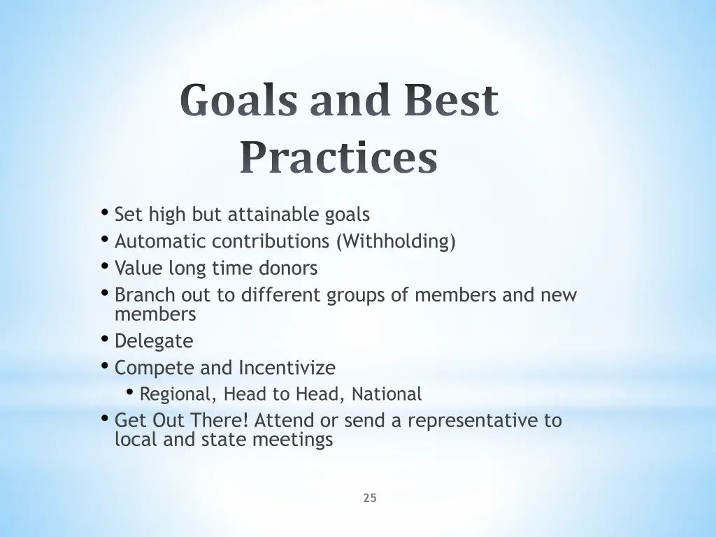 goals and best practices