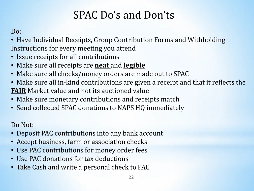 spac do s and don ts