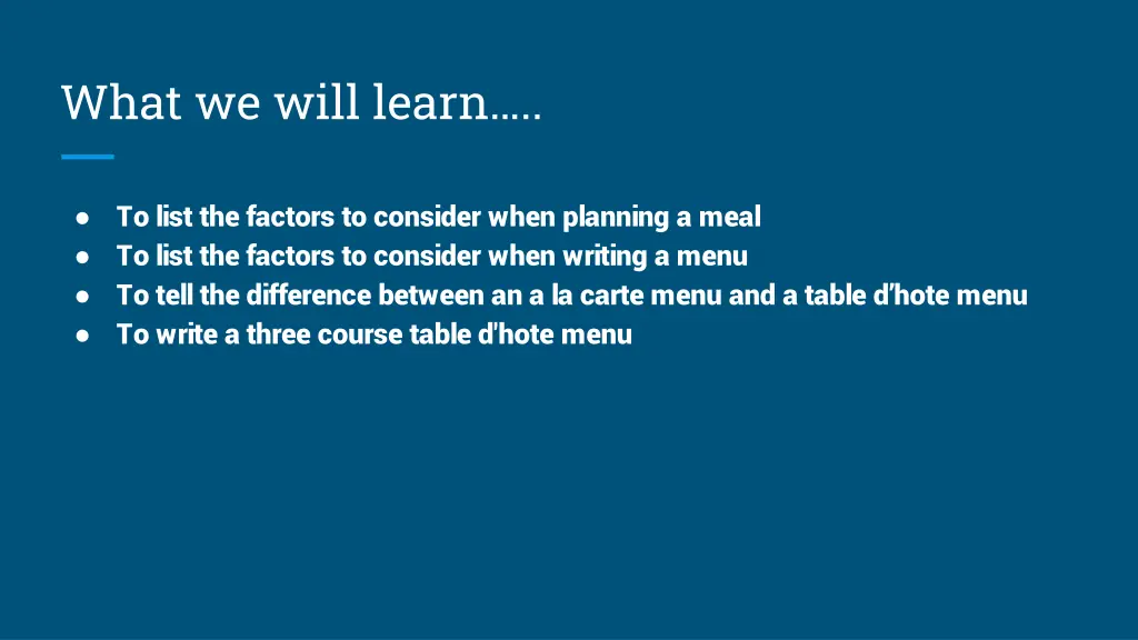 what we will learn