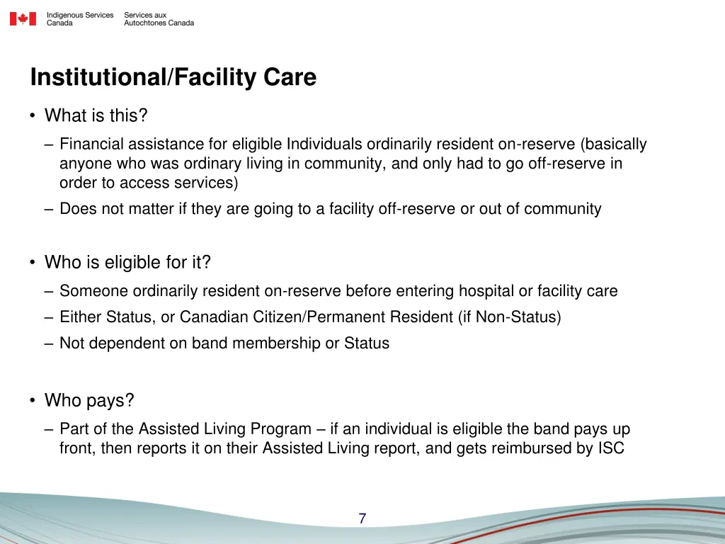 institutional facility care