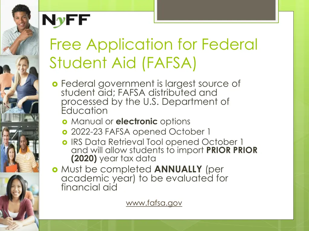 free application for federal student aid fafsa