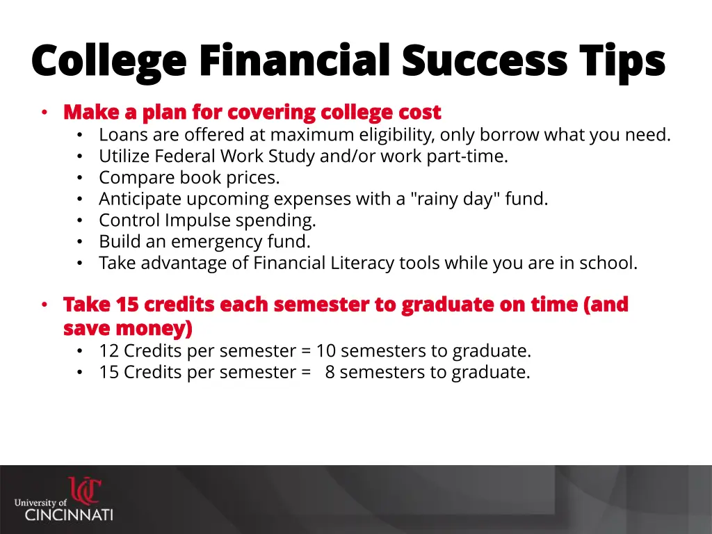 college financial success tips college financial