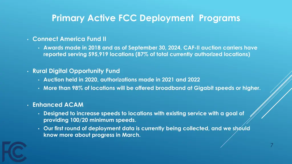 primary active fcc deployment programs