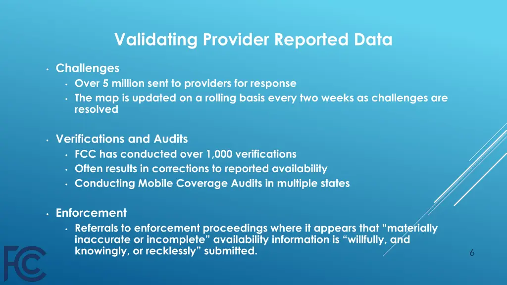 validating provider reported data