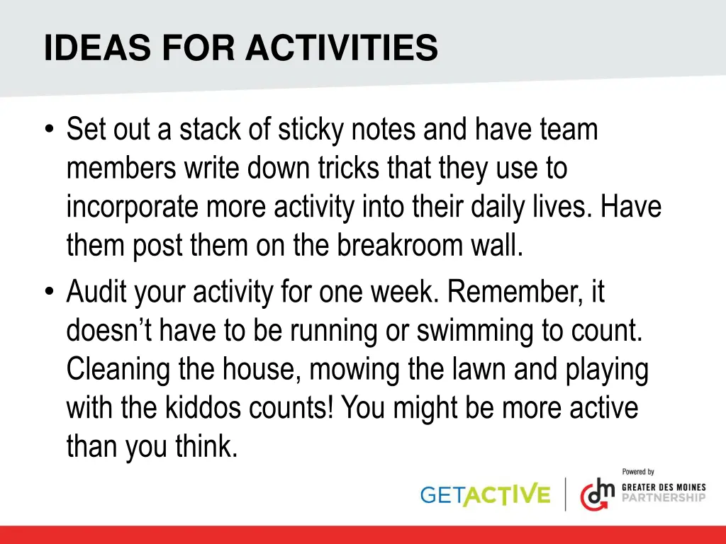 ideas for activities