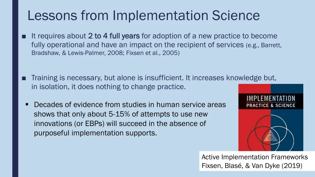 lessons from implementation science