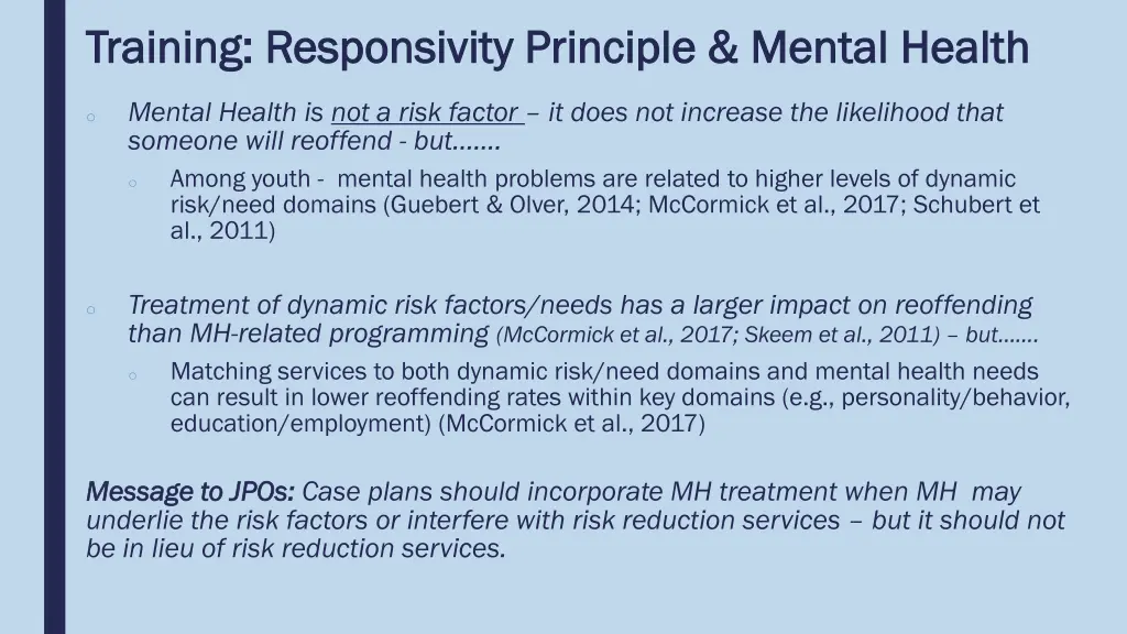training responsivity principle mental health