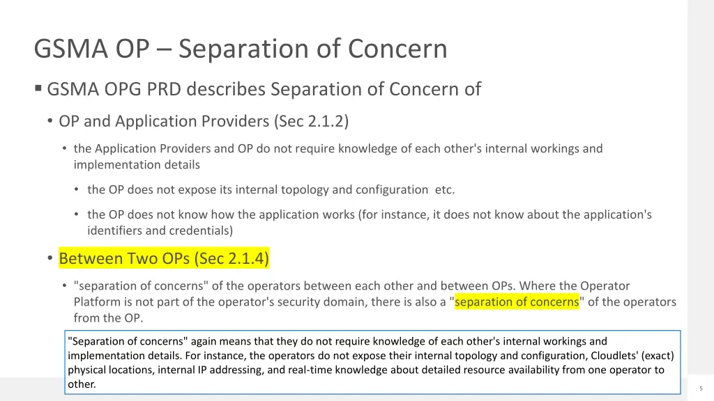 gsma op separation of concern