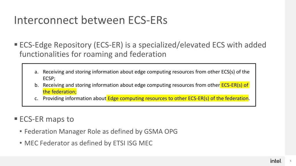interconnect between ecs ers
