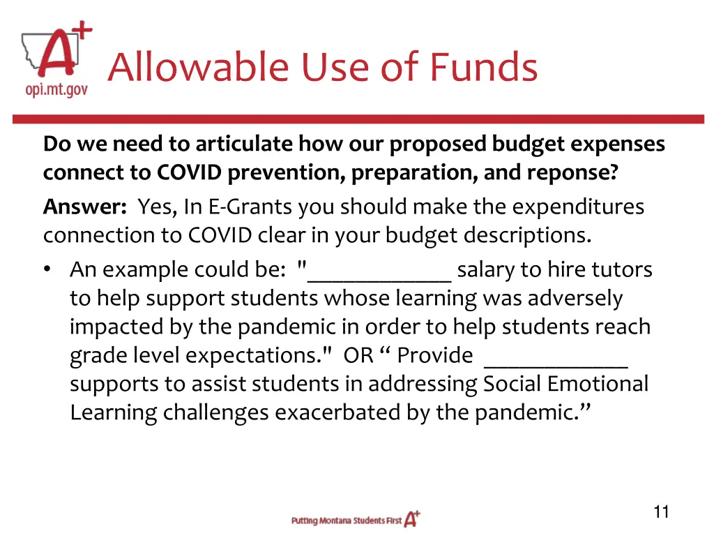 allowable use of funds 2
