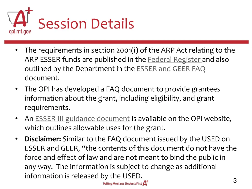 session details