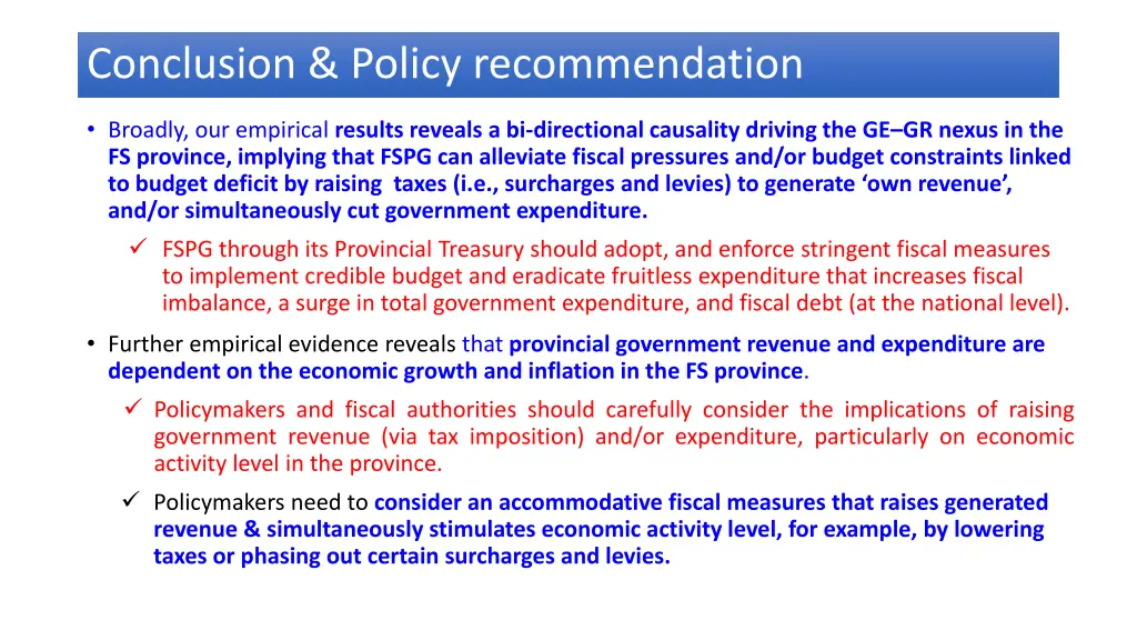 conclusion policy recommendation
