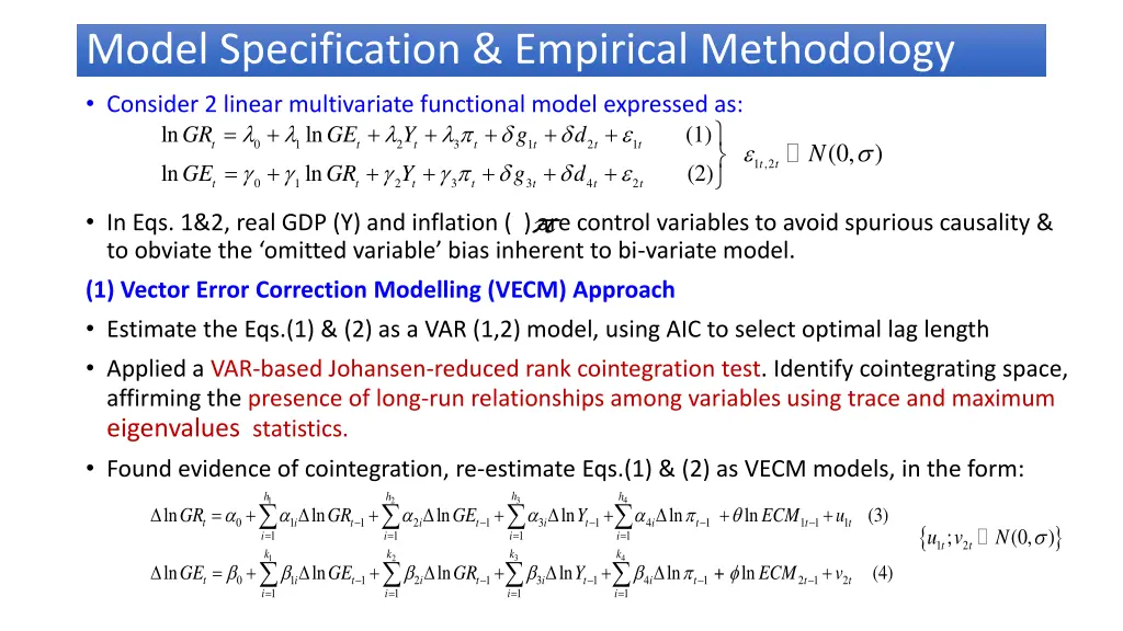 model specification empirical methodology
