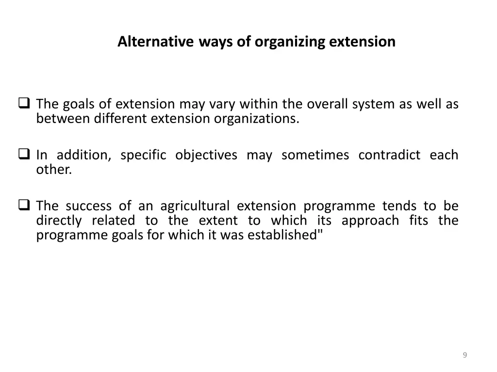 alternative ways of organizing extension