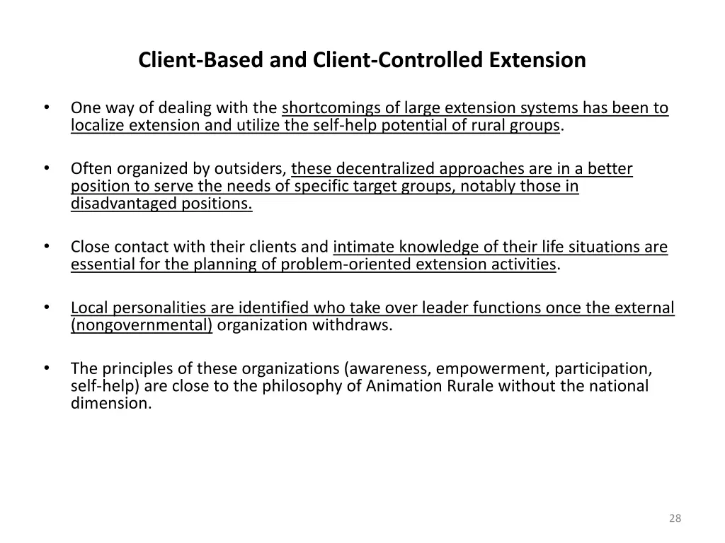 client based and client controlled extension