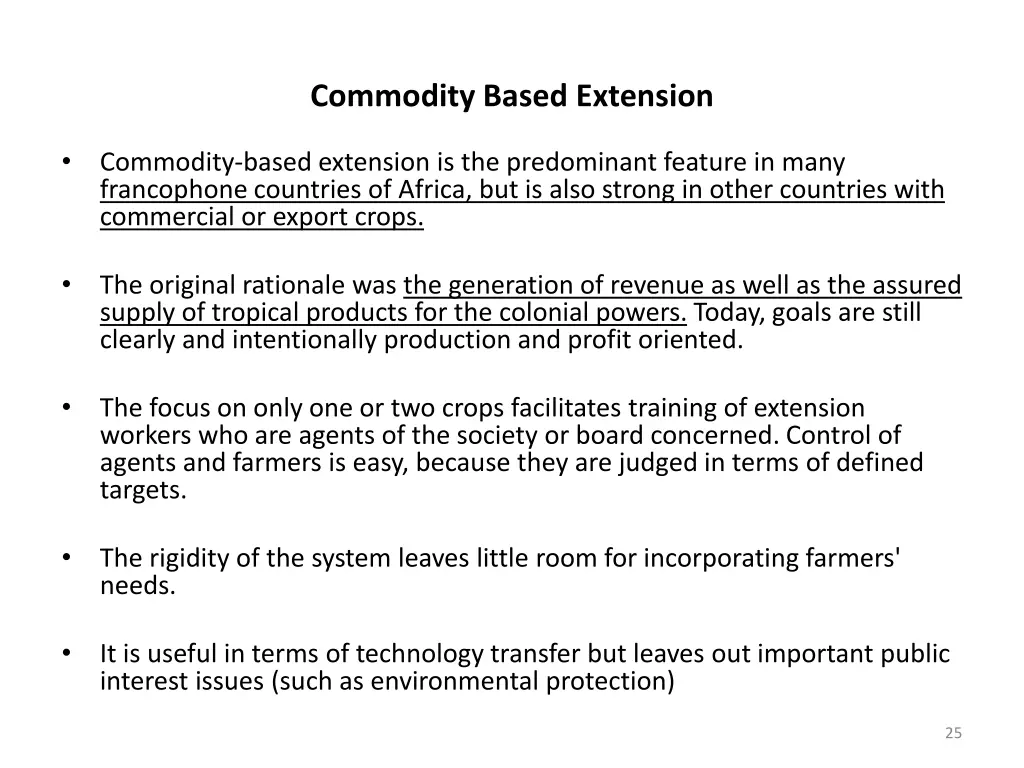 commodity based extension