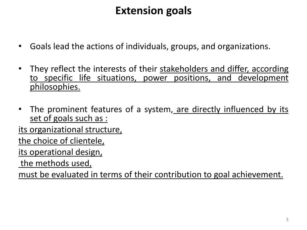 extension goals