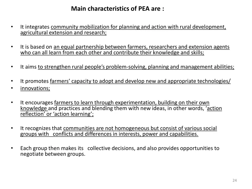 main characteristics of pea are