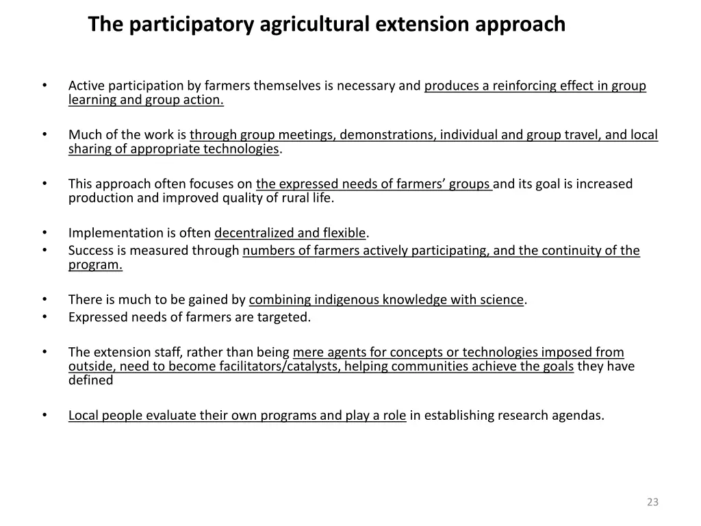 the participatory agricultural extension approach