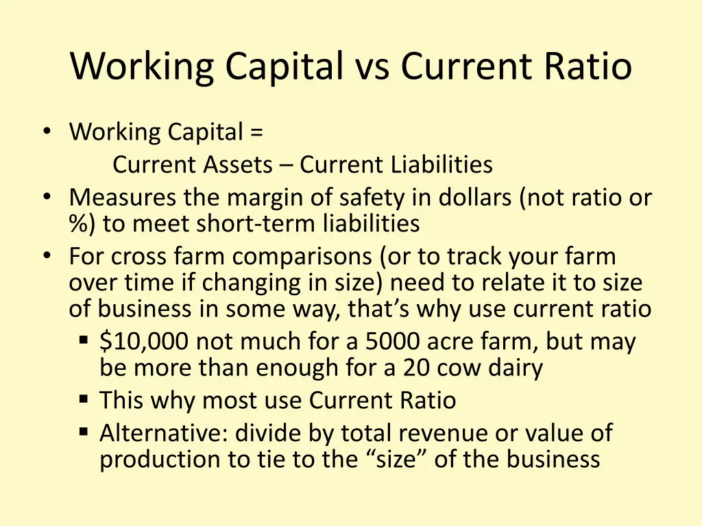 working capital vs current ratio