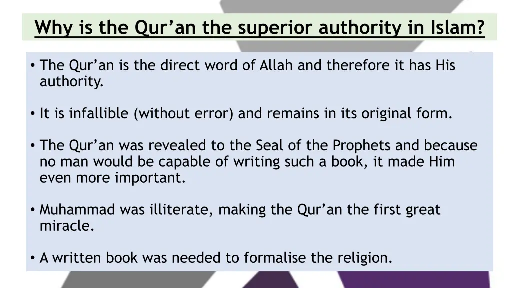 why is the qur an the superior authority in islam