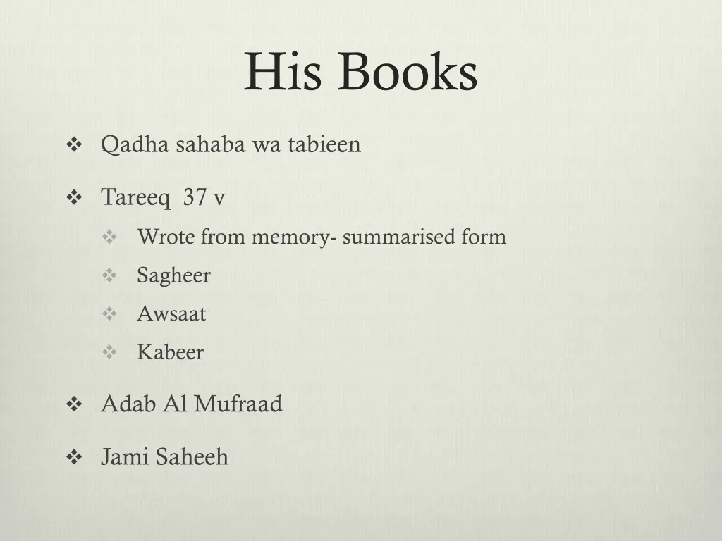 his books
