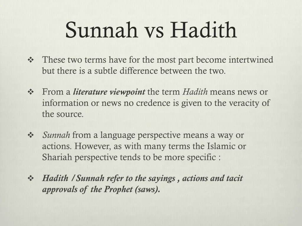 sunnah vs hadith