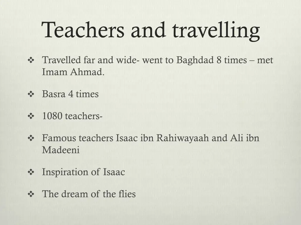 teachers and travelling