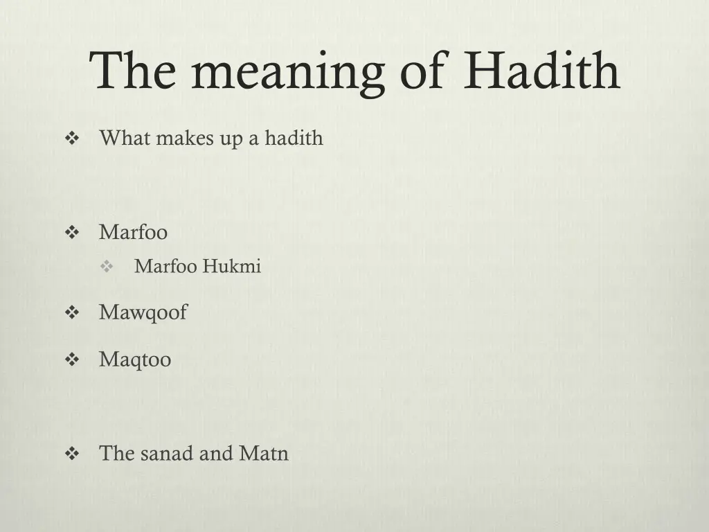 the meaning of hadith