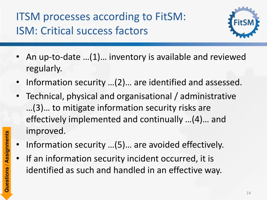 itsm processes according to fitsm ism critical