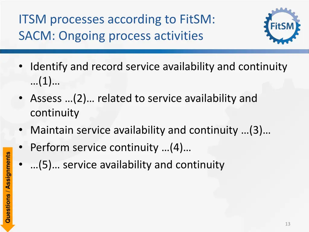 itsm processes according to fitsm sacm ongoing