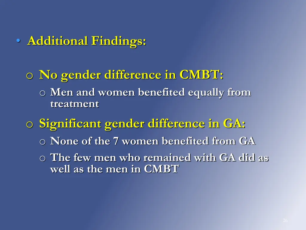 additional findings