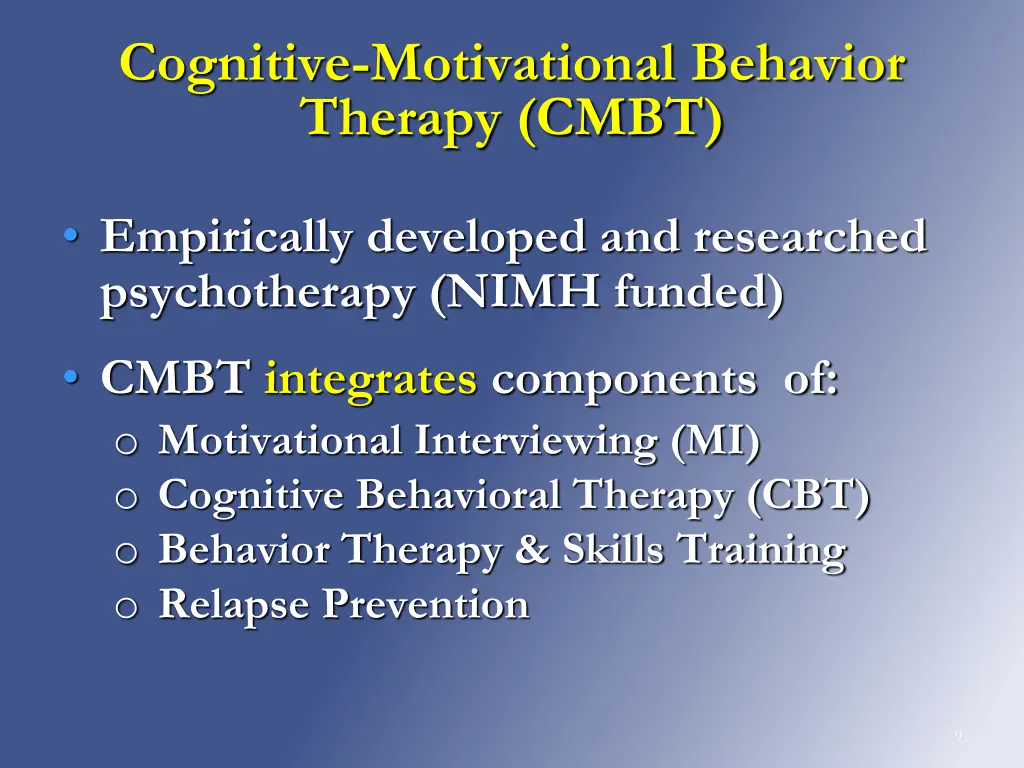 cognitive motivational behavior therapy cmbt